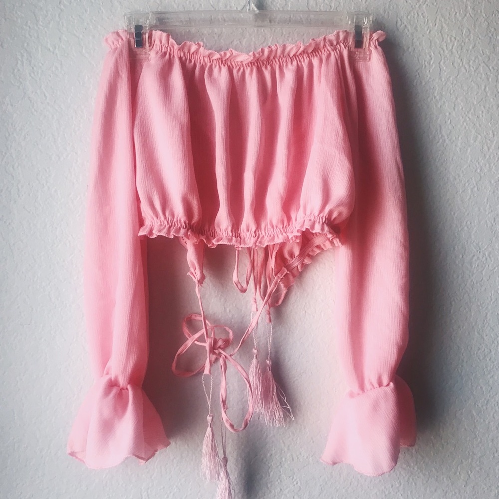 boho off the shoulder cropped top